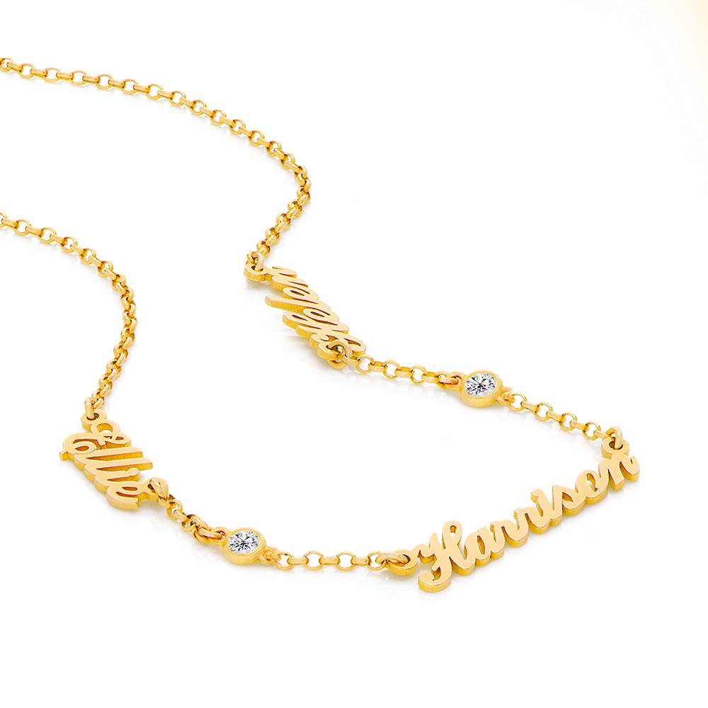 Collar con Nombres Múltiples Heritage con 0.10ct Diamantes en Baño de Oro-3 foto de producto
