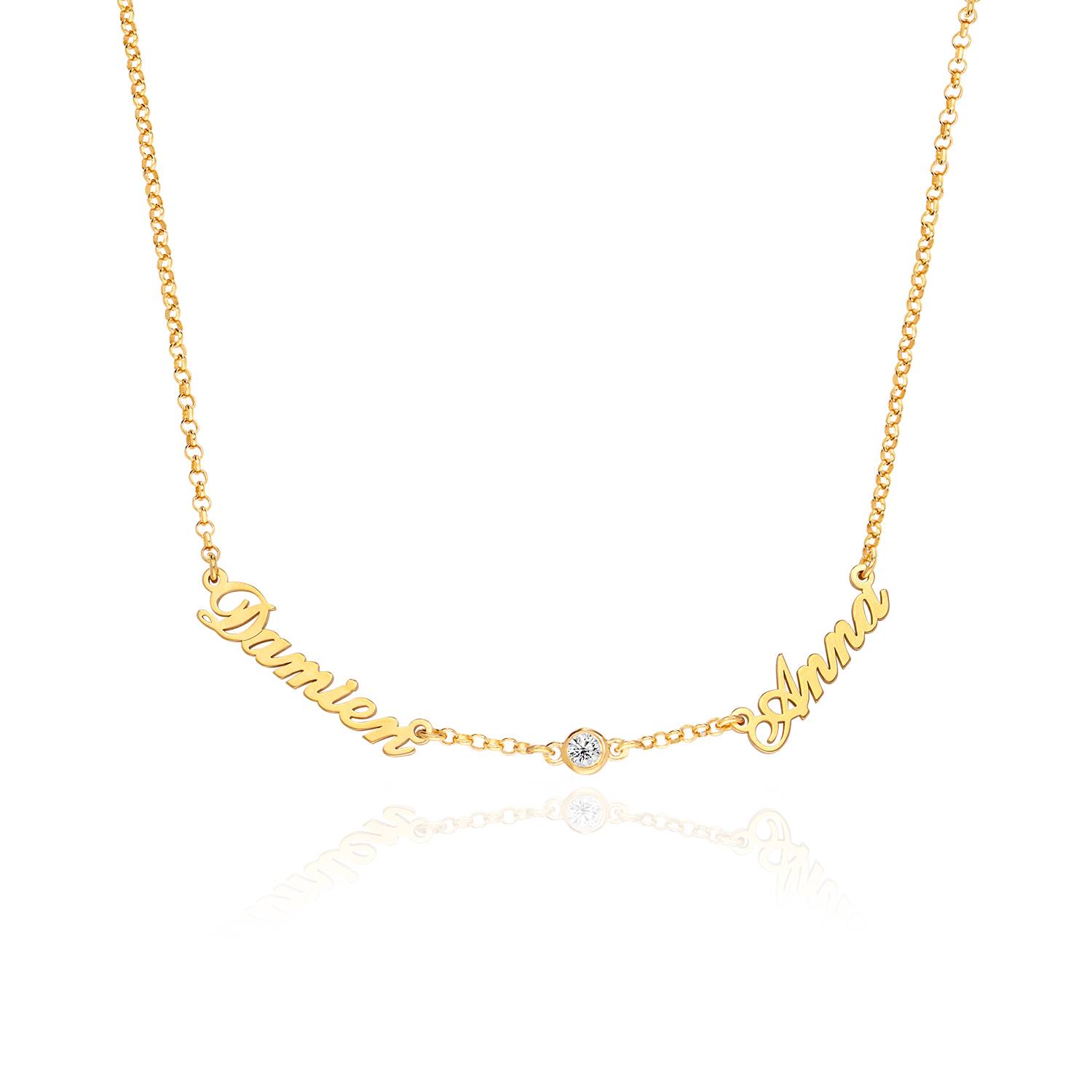 Collar con Nombres Múltiples Heritage con 0.10ct Diamantes en Baño de Oro-6 foto de producto