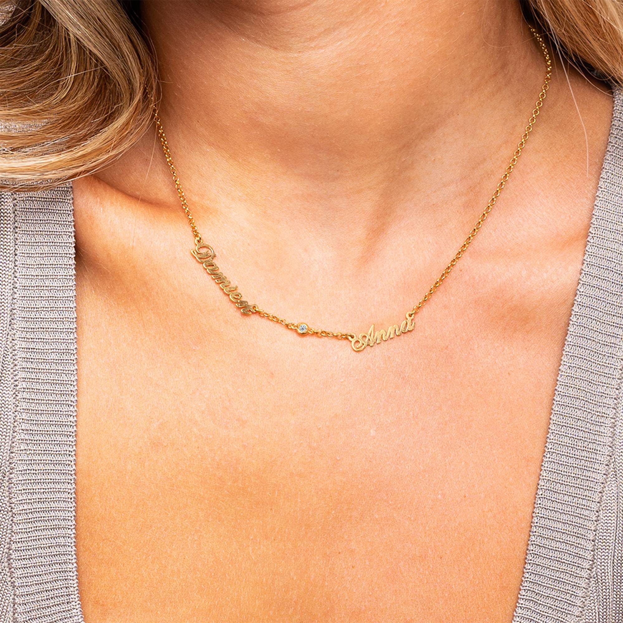 Collar con Nombres Múltiples Heritage con 0.10ct Diamantes en Vermeil de Oro 18K-1 foto de producto