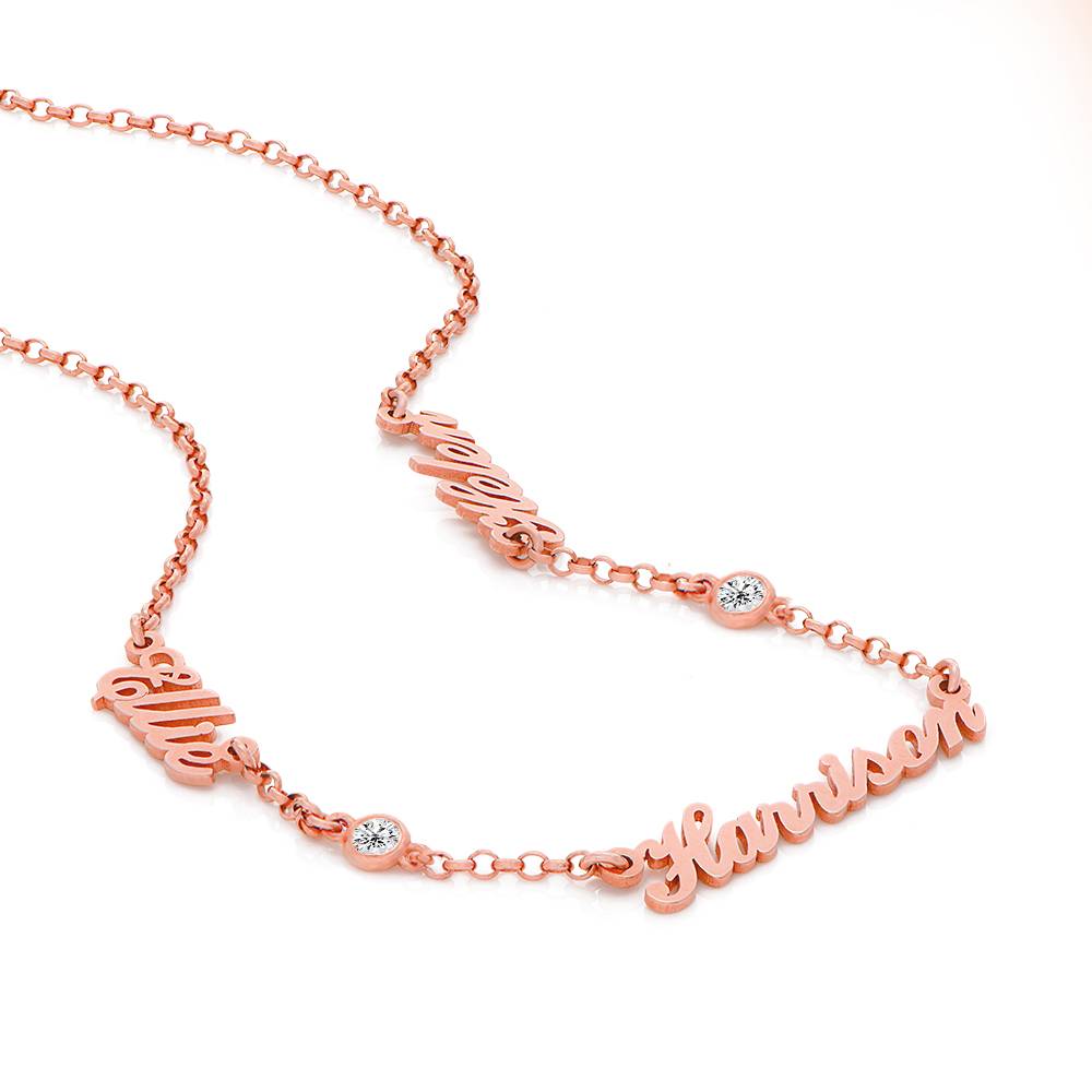 Collar con Nombres Múltiples Heritage con 0.10ct Diamantes en Chapado de Oro Rosa-2 foto de producto