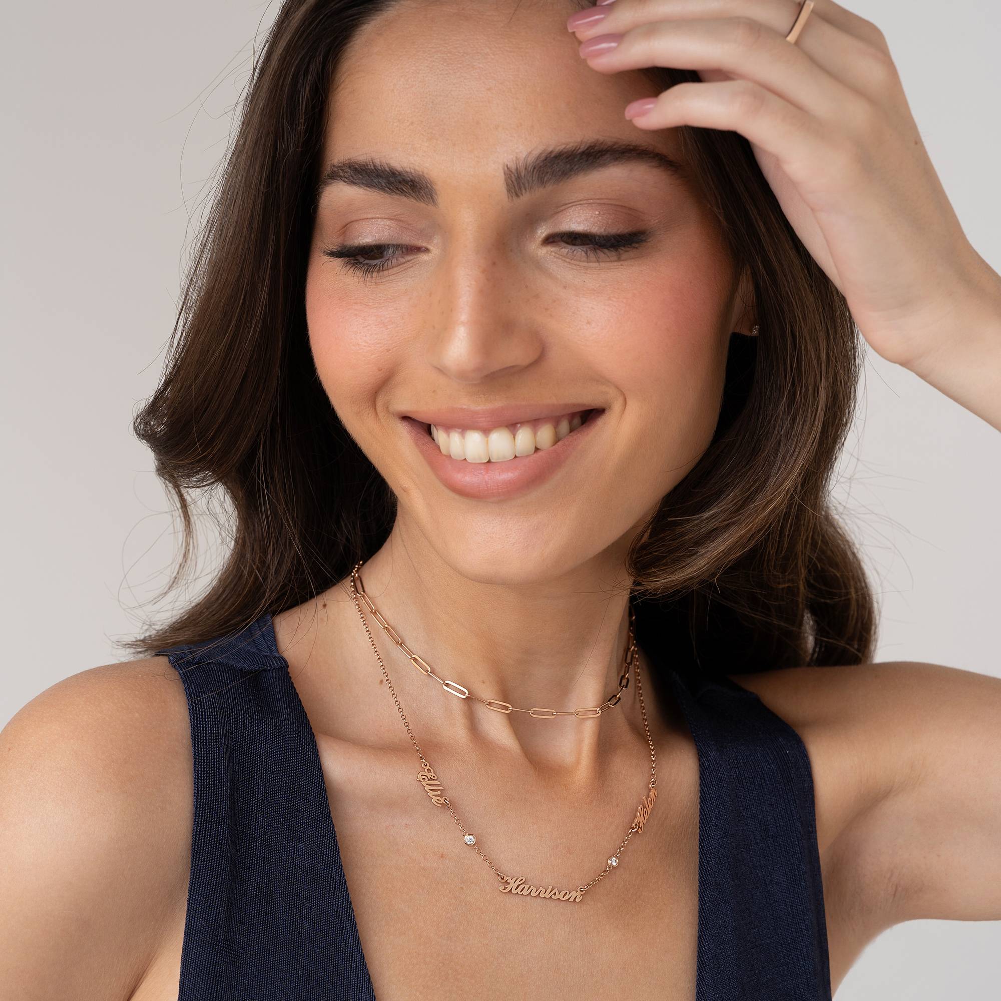 Collar con Nombres Múltiples Heritage con 0.10ct Diamantes en Chapado de Oro Rosa-1 foto de producto