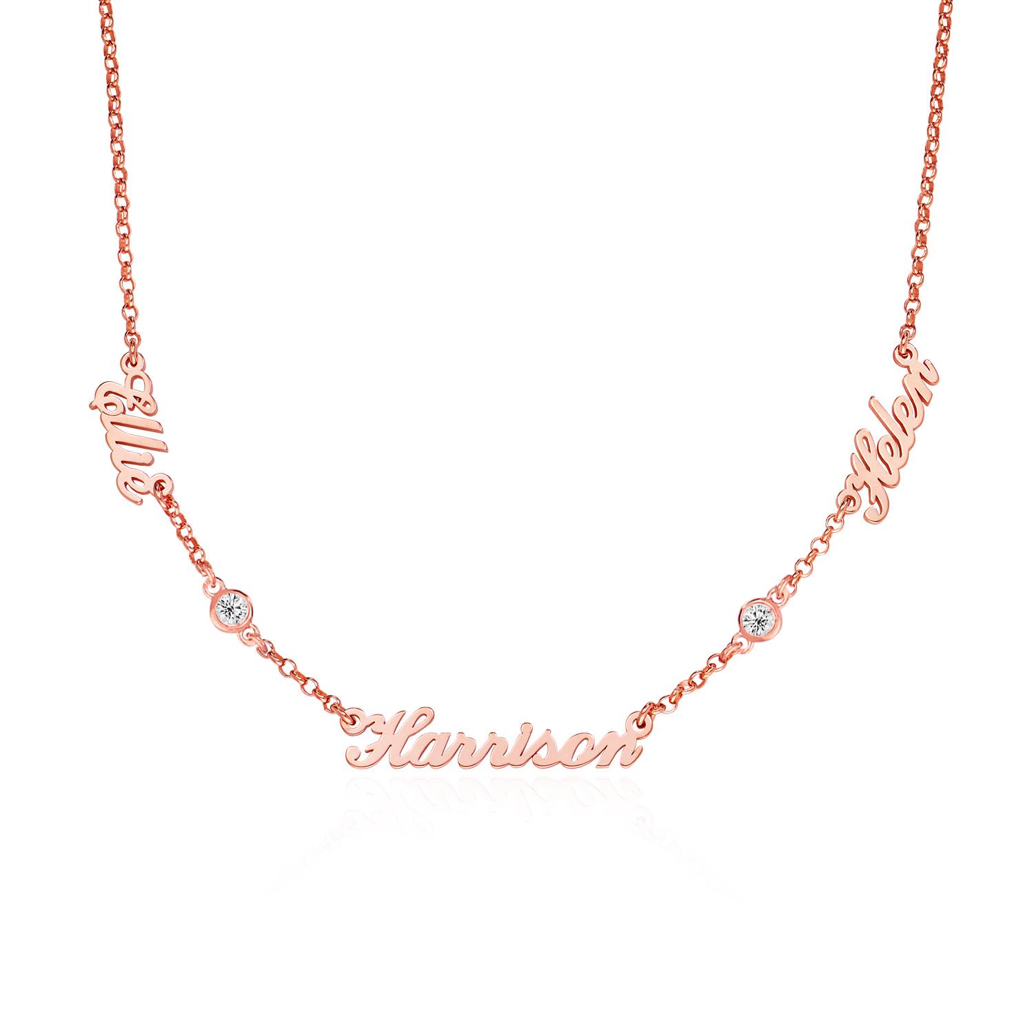 Collar con Nombres Múltiples Heritage con 0.10ct Diamantes en Chapado de Oro Rosa-4 foto de producto