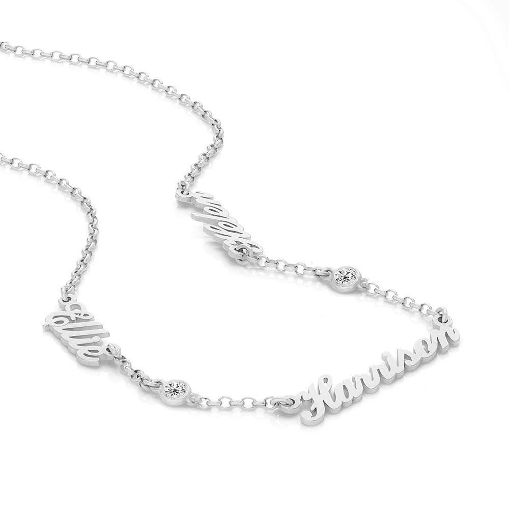 Collar con Nombres Múltiples Heritage con 0.10ct Diamantes en Plata-3 foto de producto