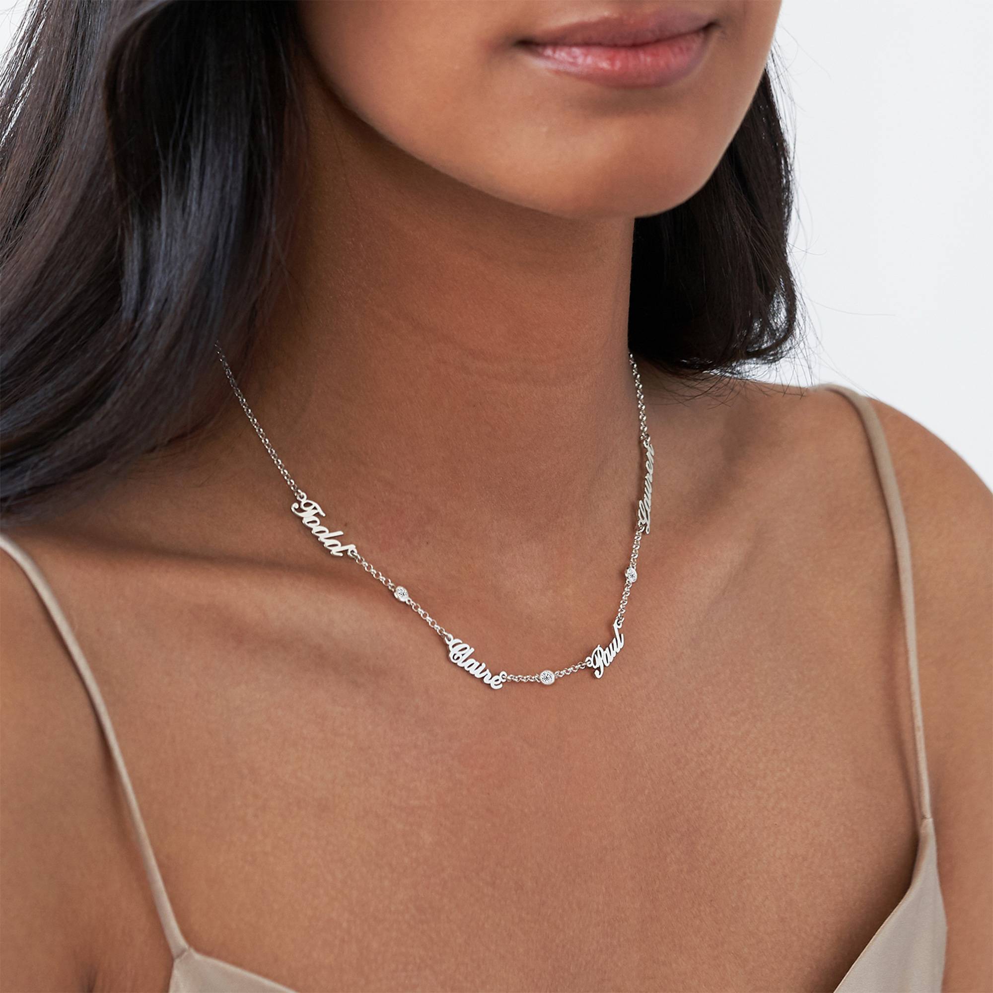 Collar con Nombres Múltiples Heritage con 0.10ct Diamantes en Plata-1 foto de producto