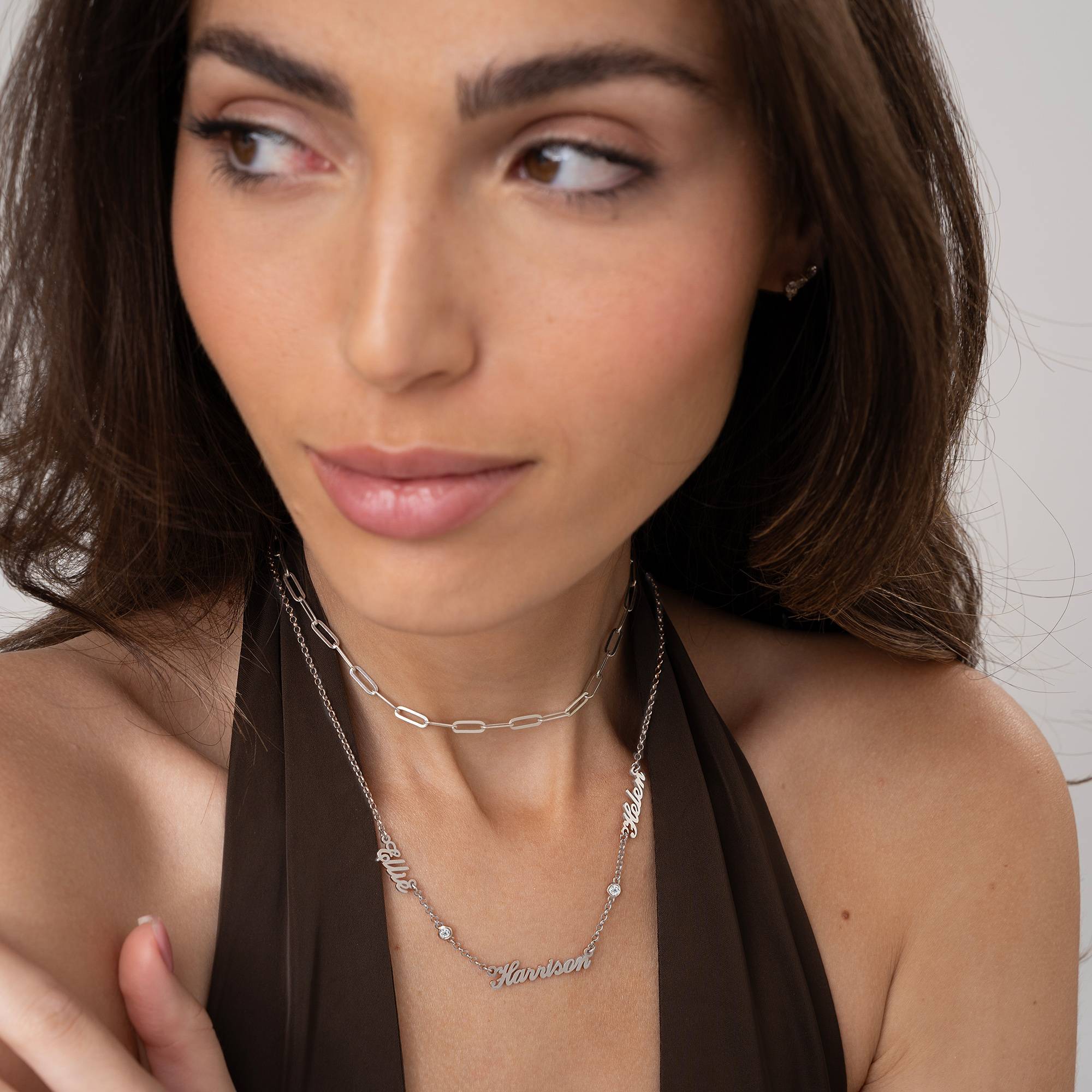 Collar con Nombres Múltiples Heritage con 0.10ct Diamantes en Plata-4 foto de producto