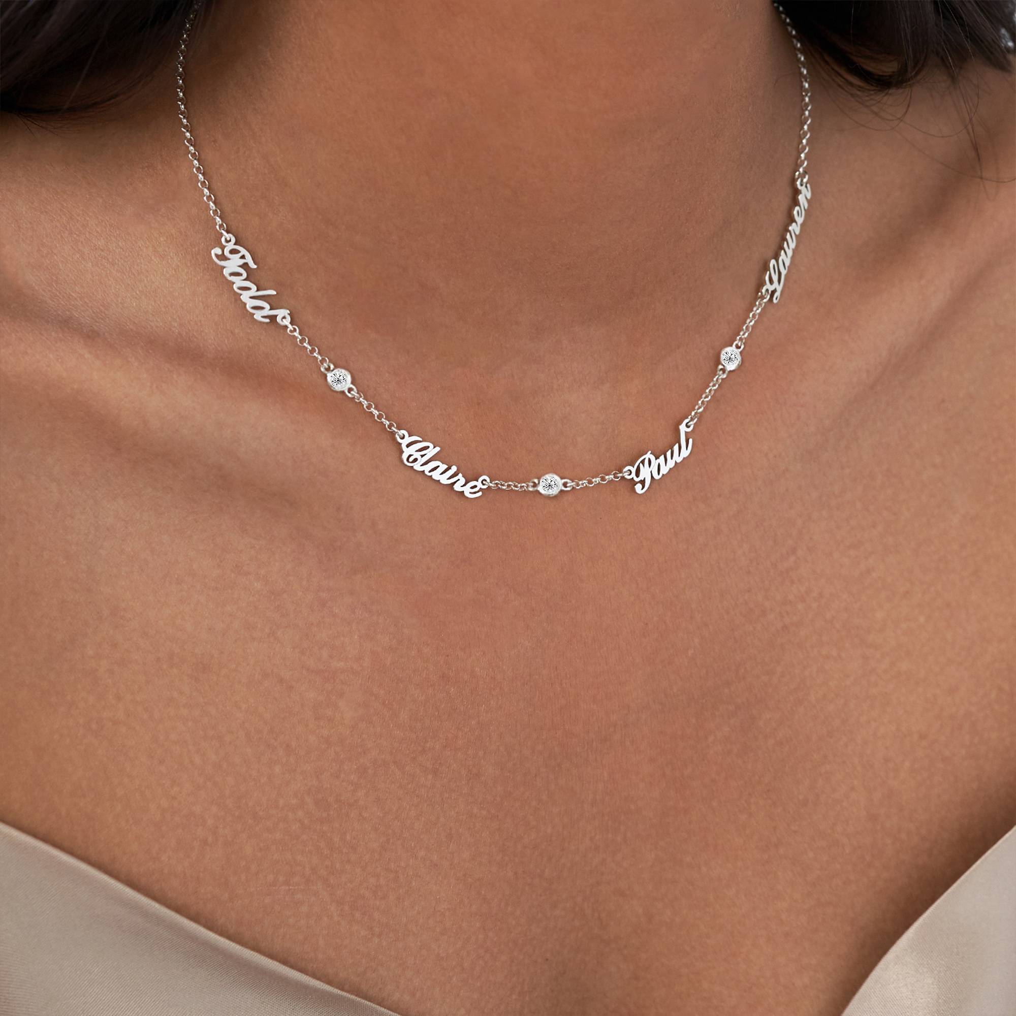 Collar con Nombres Múltiples Heritage con 0.10ct Diamantes en Plata-2 foto de producto