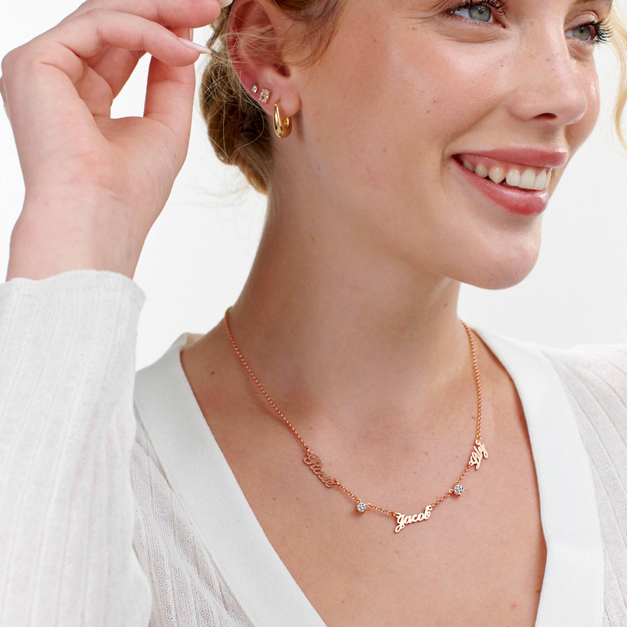 Collar con Nombres Múltiples Heritage con 0.30ct Diamantes en Chapado de Oro Rosa-2 foto de producto