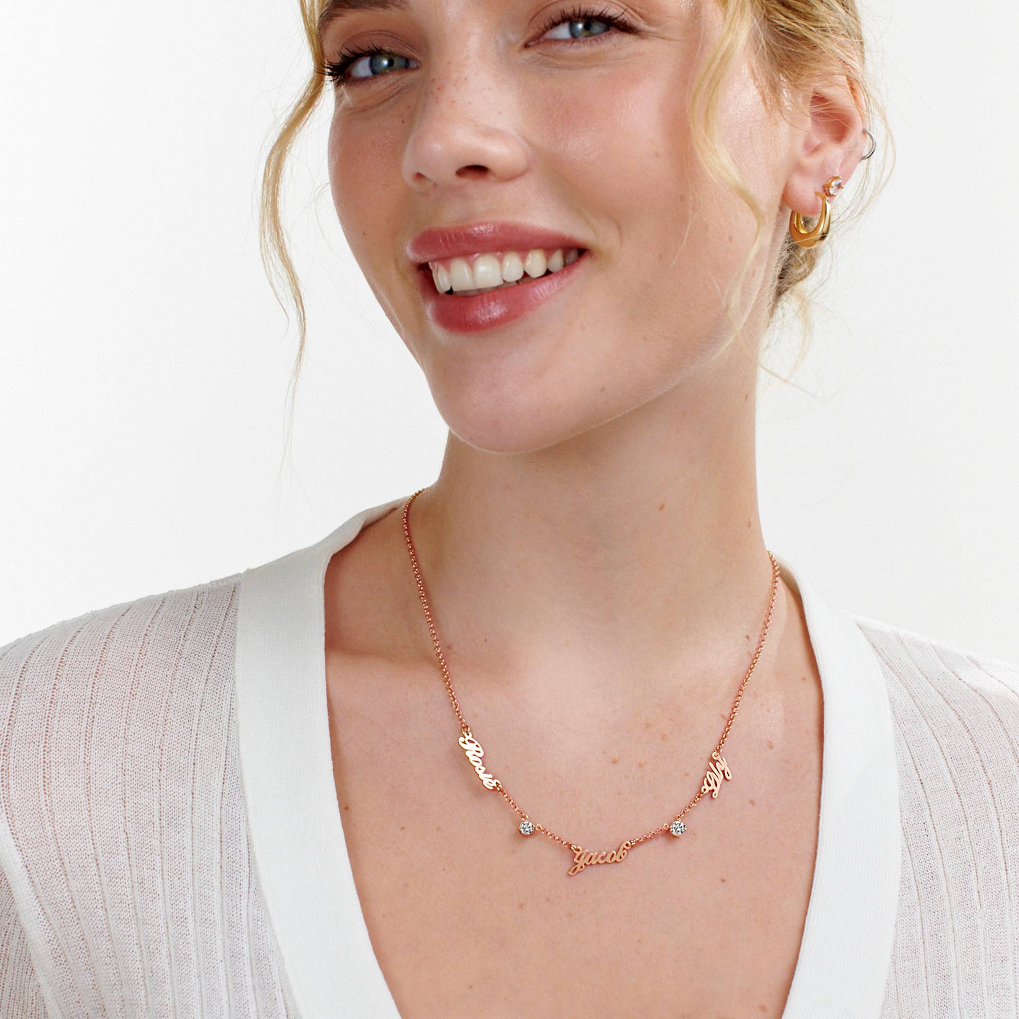 Collar con Nombres Múltiples Heritage con 0.30ct Diamantes en Chapado de Oro Rosa-3 foto de producto