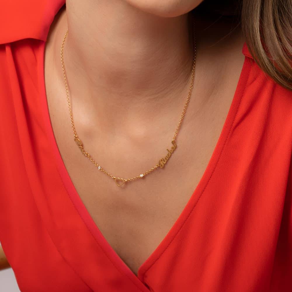 Collar con Nombre y Corazón Lovers con 0.05ct Diamantes en Chapa de Oro-1 Collar con Nombre y Corazón Lovers con 0.05ct Diamantes en Chapa de Oro-1 foto de producto