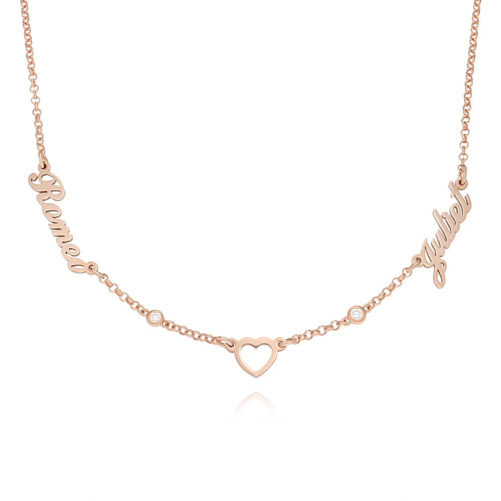 Collar con Nombre y Corazón Lovers con 0.05ct Diamantes en Chapa de Oro Rosa-3 Collar con Nombre y Corazón Lovers con 0.05ct Diamantes en Chapa de Oro Rosa-3 foto de producto