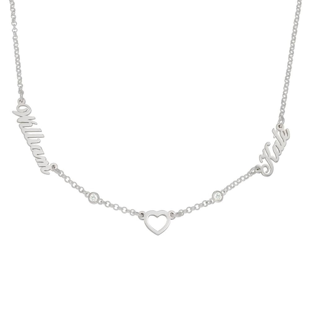 Collar con Nombre y Corazón Lovers con 0.05ct Diamantes en Plata Esterlina-4 Collar con Nombre y Corazón Lovers con 0.05ct Diamantes en Plata Esterlina-4 foto de producto