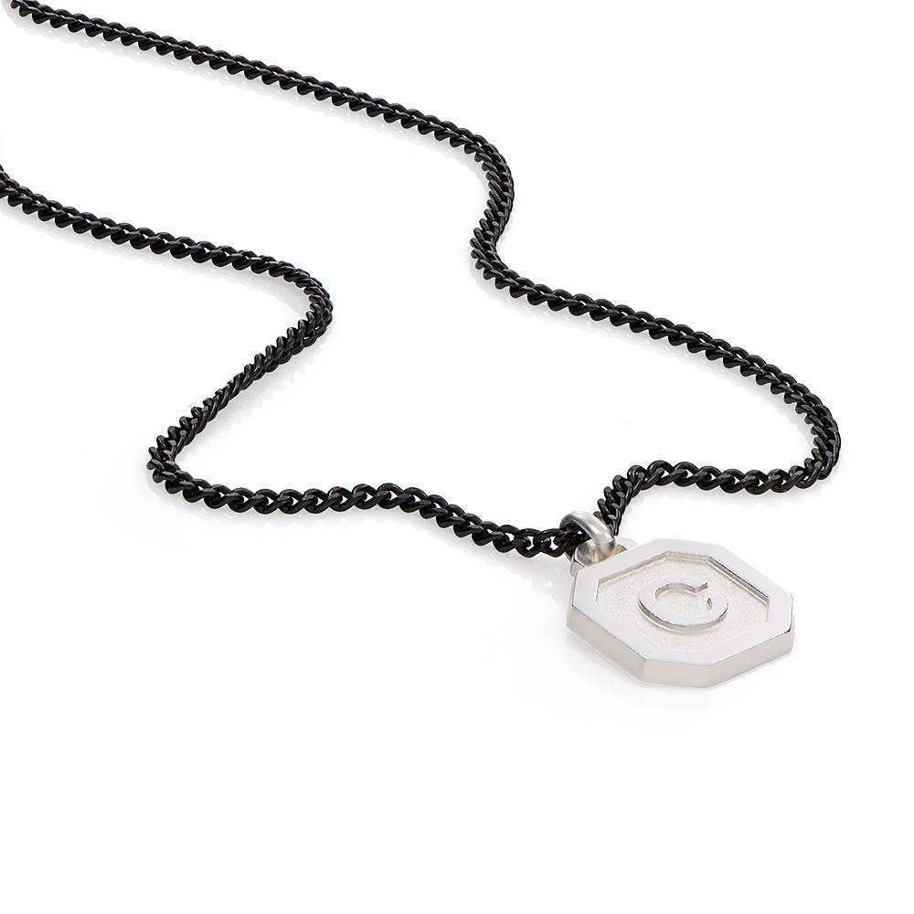 Collar Inicial Heritage para Hombres en Plata-3 foto de producto