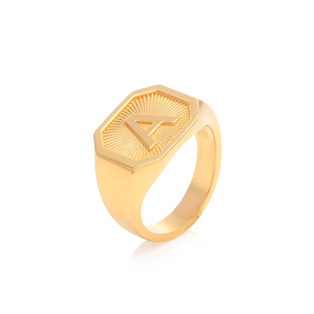Anillo Inicial Heritage para Hombres en Chapa de Oro-4 foto de producto