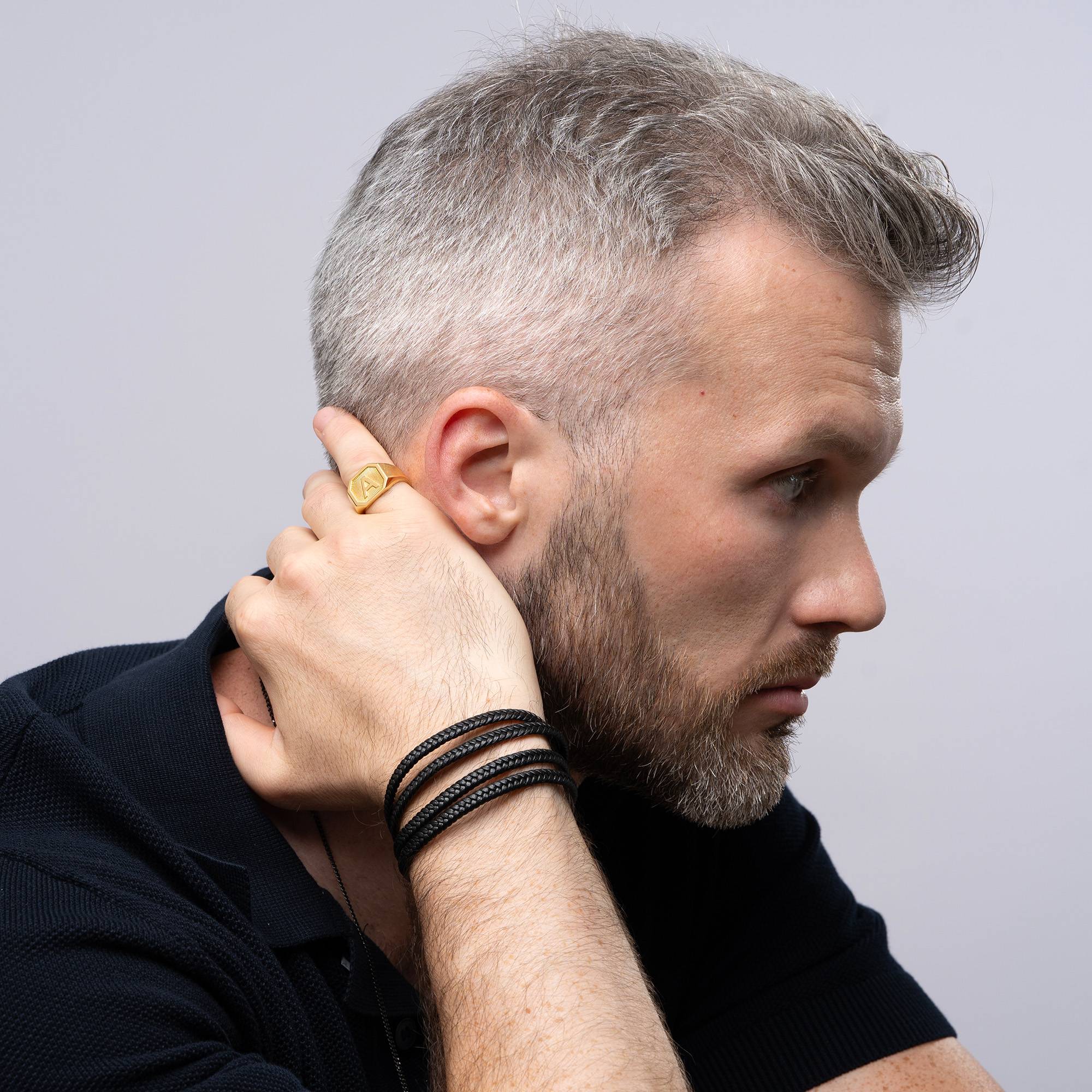 Anillo Inicial Heritage para Hombres en Vermeil de Oro-1 foto de producto