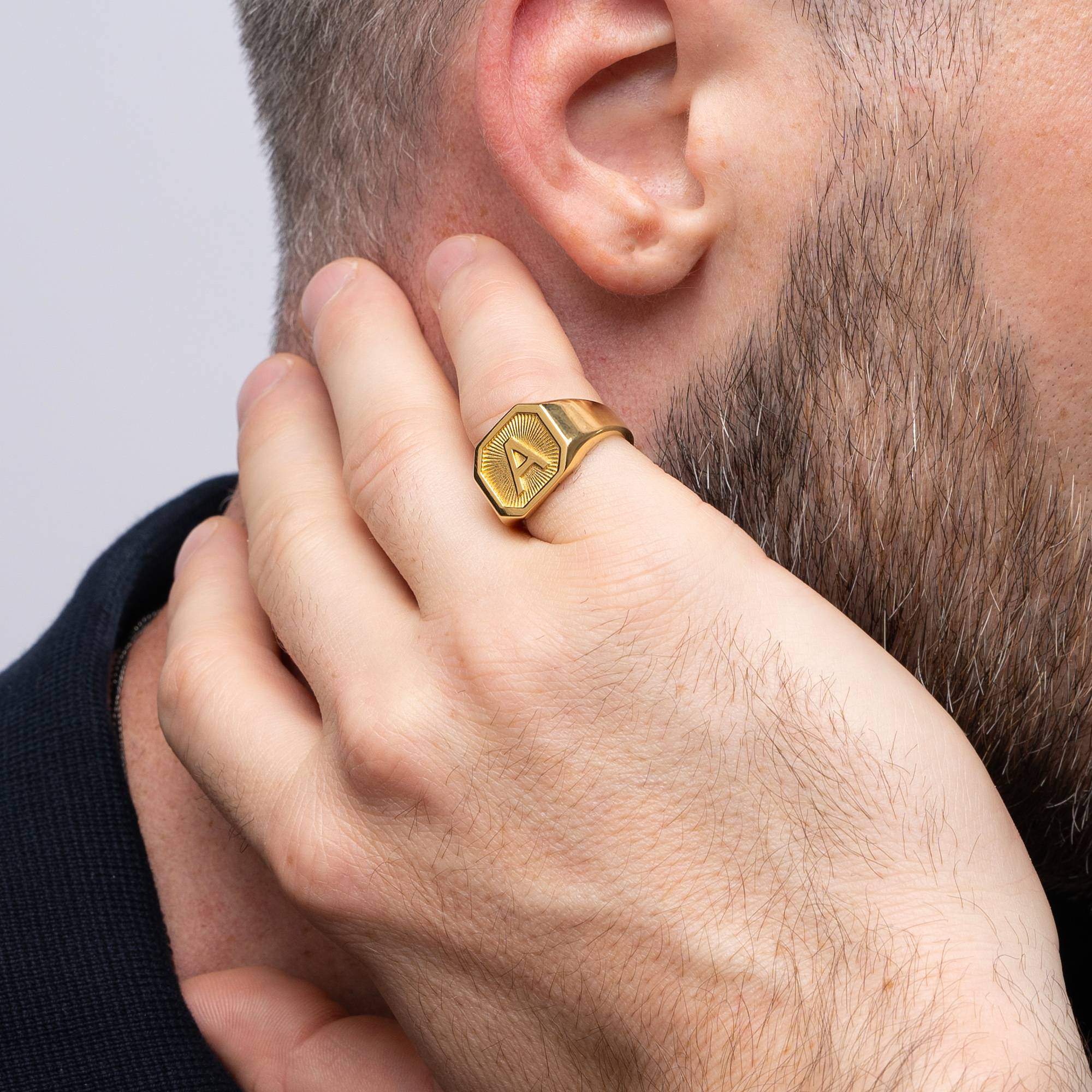 Anillo Inicial Heritage para Hombres en Vermeil de Oro-2 foto de producto