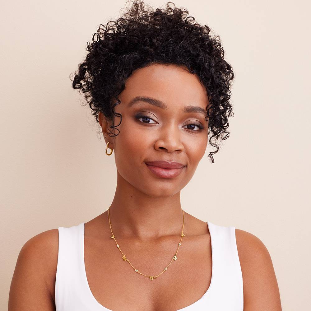 Collar Heritage con Iniciales con Diamantes en Baño de Oro-6 foto de producto