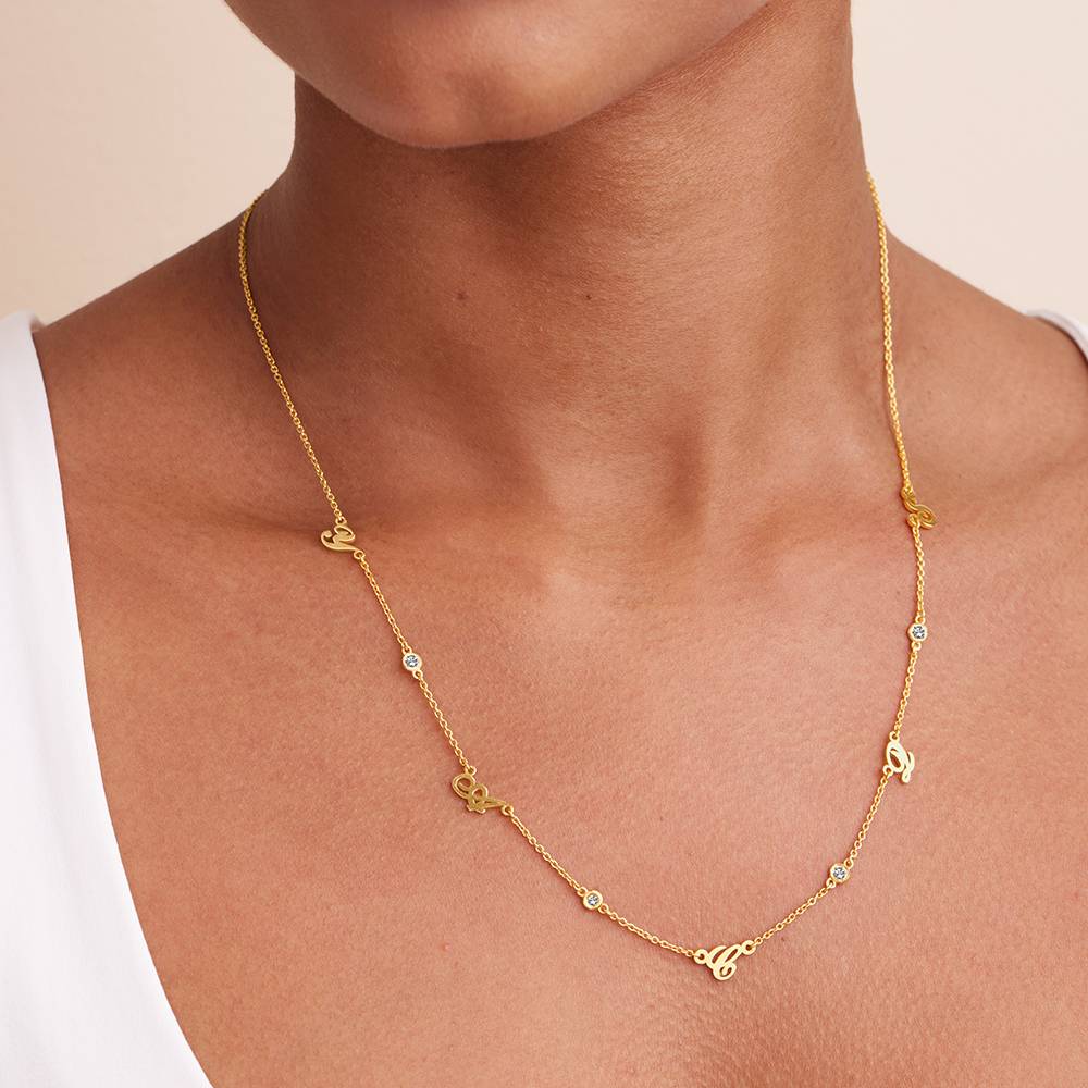Collar Heritage con Iniciales con Diamantes en Vermeil de Oro-5 foto de producto