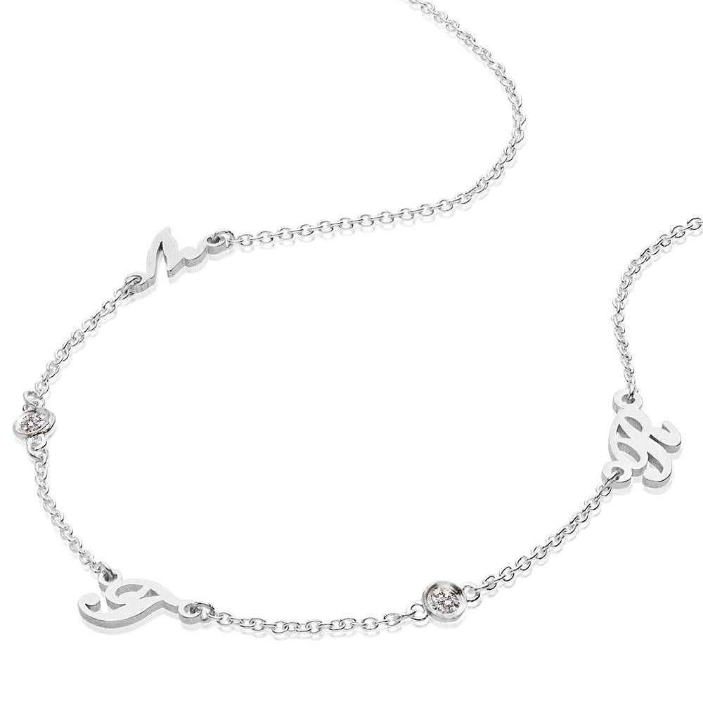 Collar Heritage con Iniciales con Diamantes en Plata Esterlina-3 Collar Heritage con Iniciales con Diamantes en Plata Esterlina-3 foto de producto