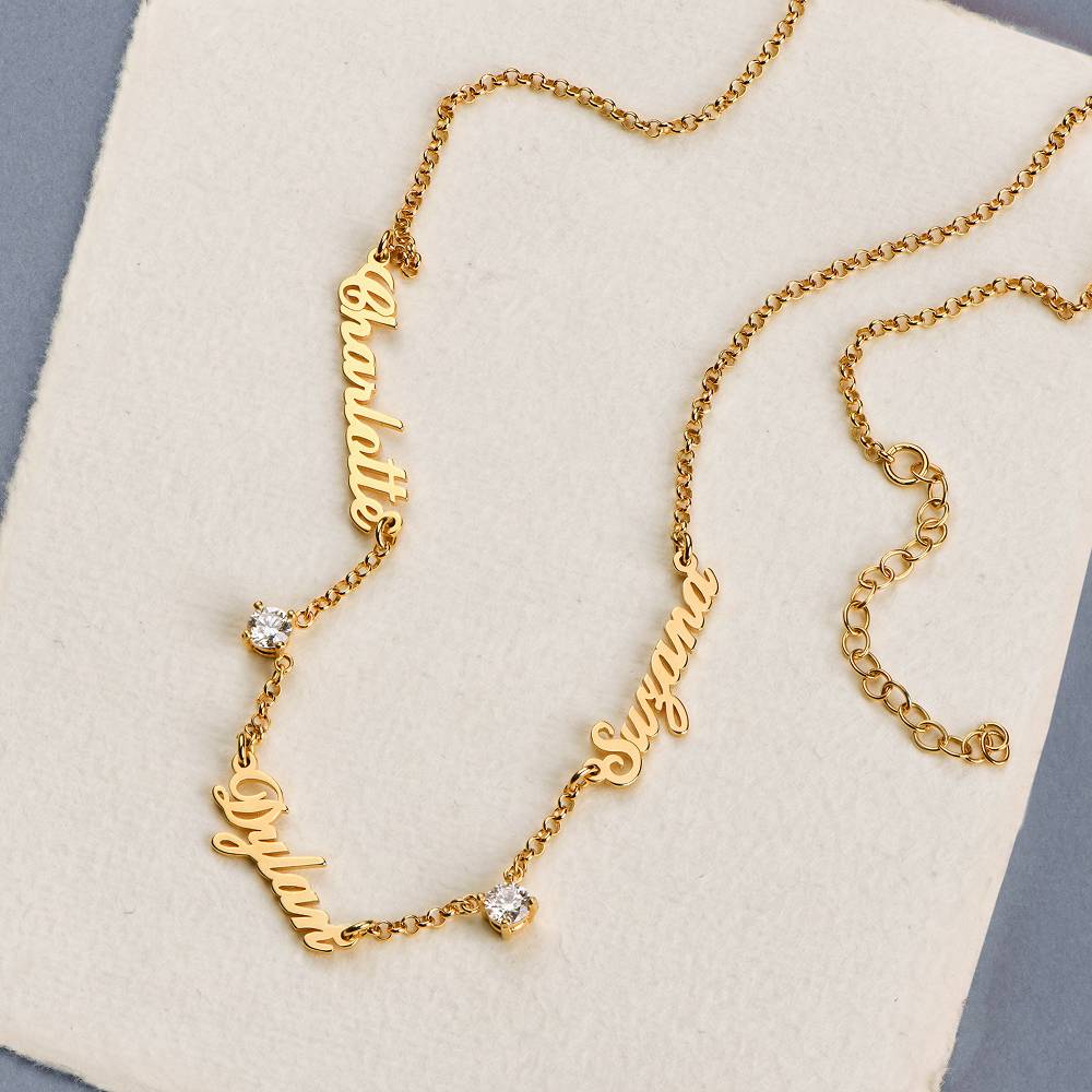 Collar con Nombres Múltiples Heritage con 0.30ct Diamantes en Baño de Oro-4 foto de producto