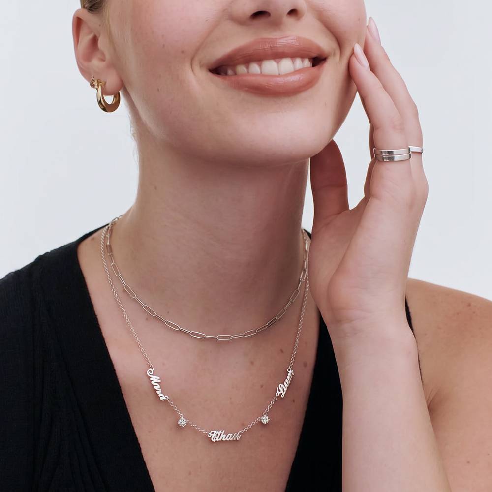 Collar con Nombres Múltiples Heritage con 0.30ct Diamantes en Plata-3 foto de producto