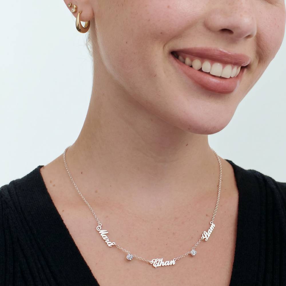Collar con Nombres Múltiples Heritage con 0.30ct Diamantes en Plata-2 foto de producto