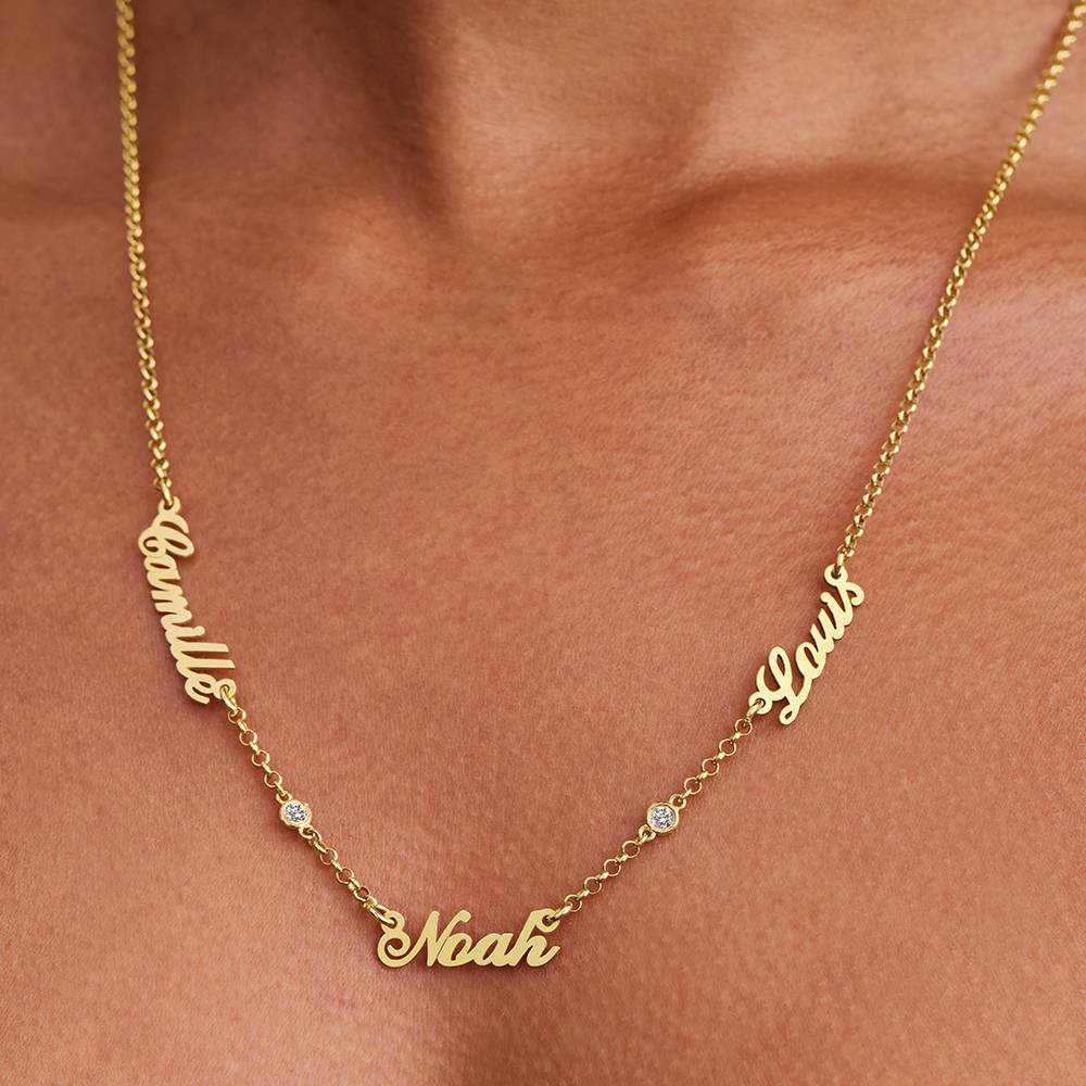 Collar con Nombres Múltiples Heritage con Diamantes en Oro Sólido 14K-4 foto de producto