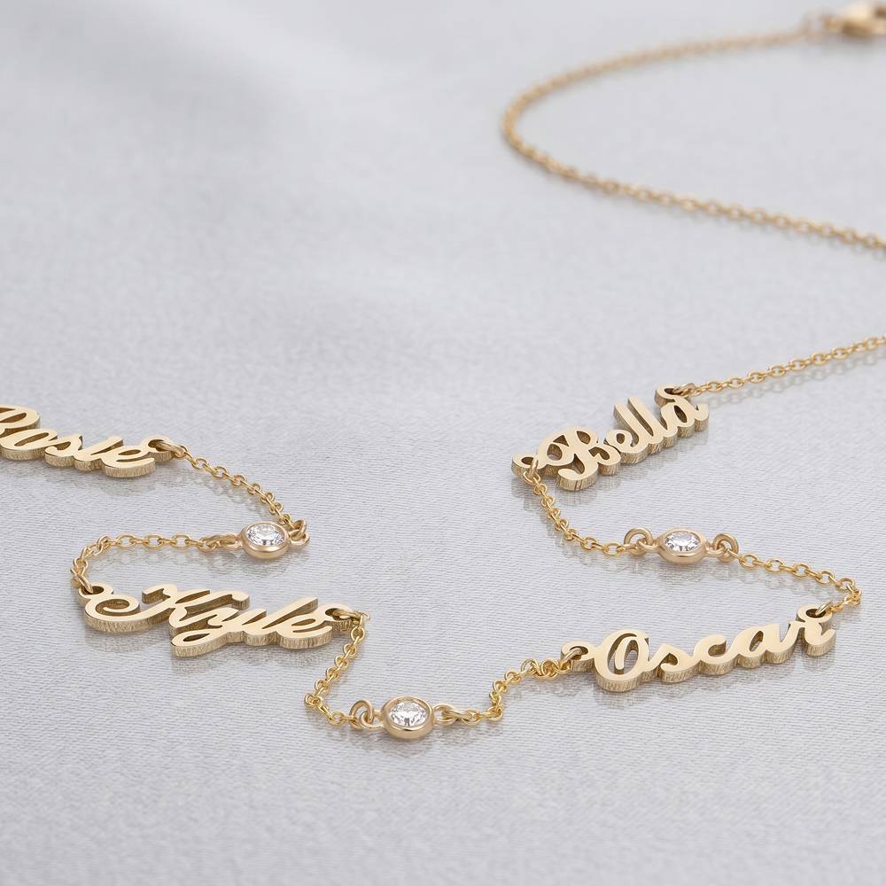 Collar con Nombres Múltiples Heritage con Diamantes en Oro Sólido 10K-4 foto de producto