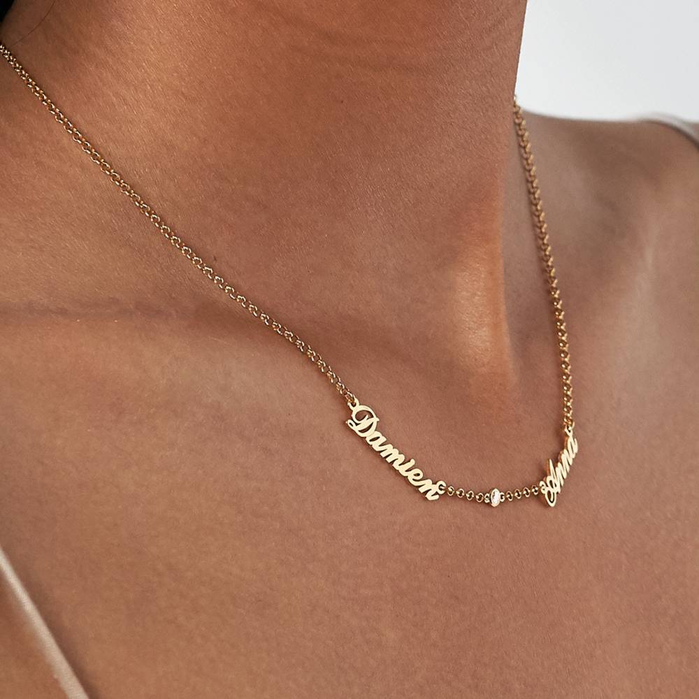 Collar con Nombres Múltiples Heritage con Diamantes en Oro Sólido 10K-3 foto de producto