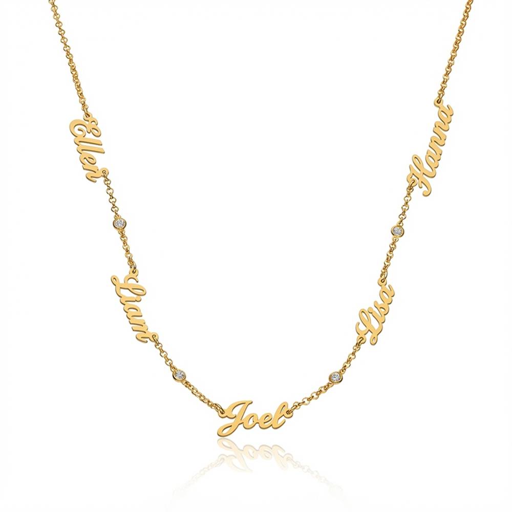 Collar con Nombres Múltiples Heritage con Diamantes en Baño de Oro-1 foto de producto