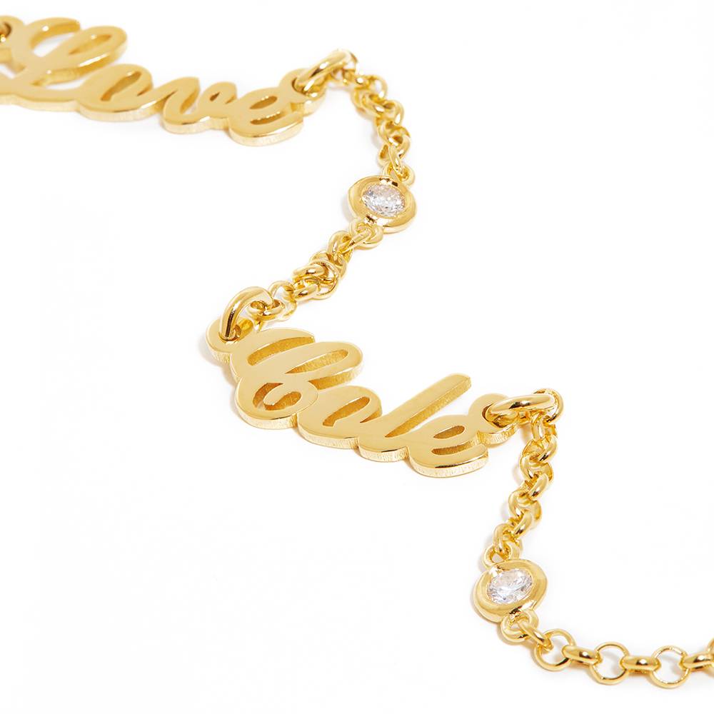 Collar con Nombres Múltiples Heritage con Diamantes en Baño de Oro-3 foto de producto