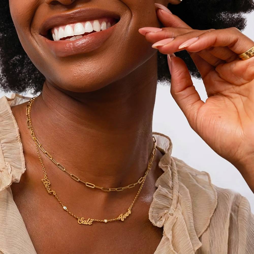 Collar con Nombres Múltiples Heritage con Diamantes en Baño de Oro-2 foto de producto