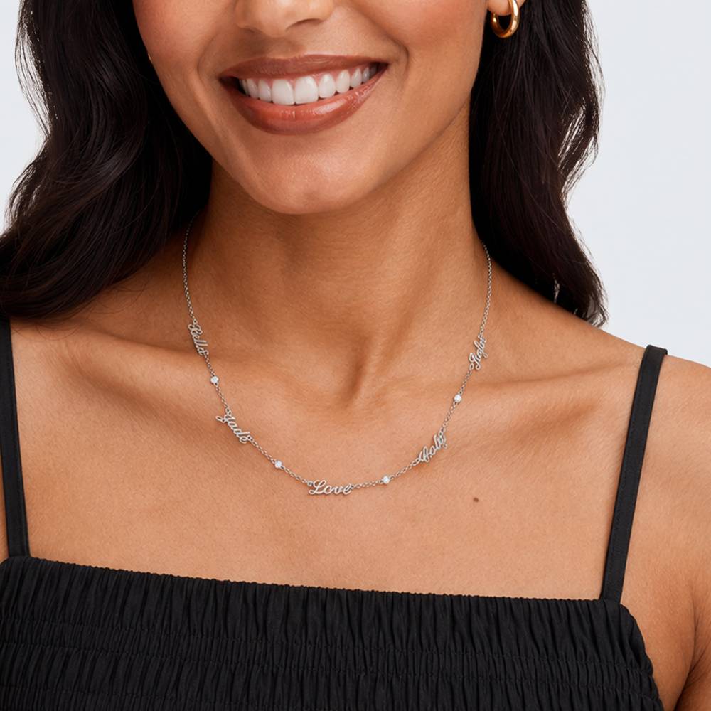 Collar con Nombres Múltiples Heritage con Diamantes en Plata-3 foto de producto