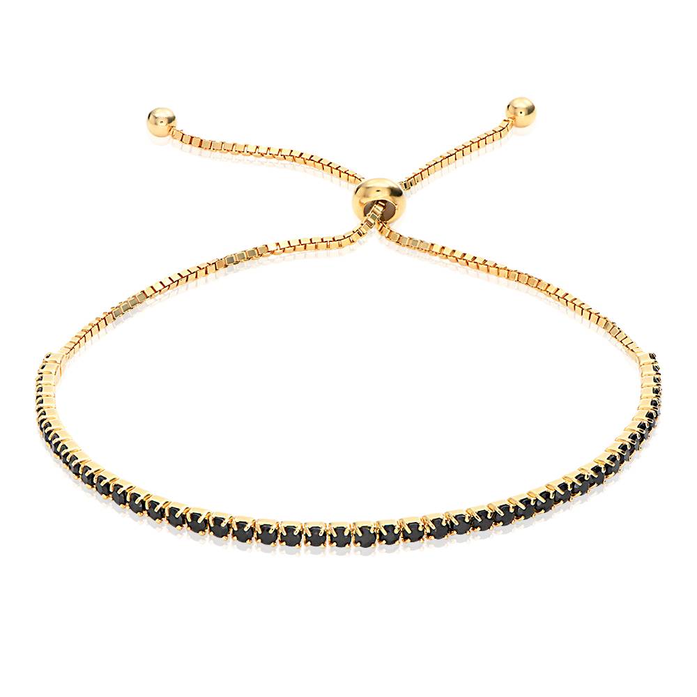 Pulsera de Tenis Ajustable Holly con con Zirconia Cúbica Negra en Baño de Oro-1 Pulsera de Tenis Ajustable Holly con con Zirconia Cúbica Negra en Baño de Oro-1 foto de producto