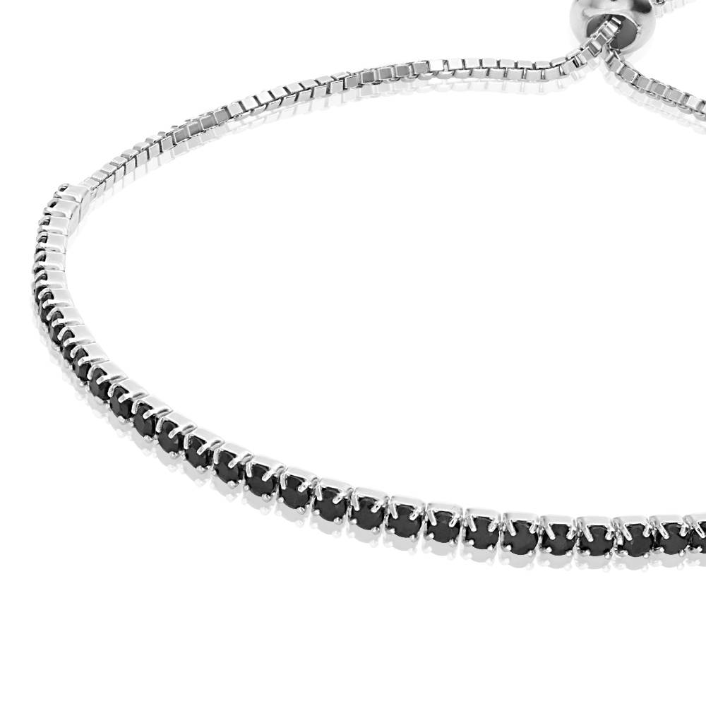 Pulsera de Tenis Ajustable Holly con con Zirconia Cúbica Negra en Plata-2 foto de producto