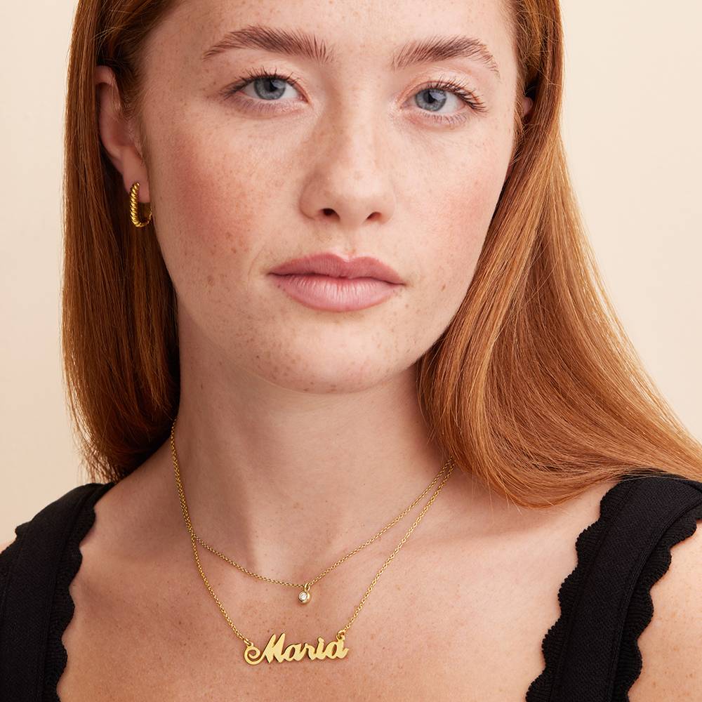 Collar con Nombre Hollywood Pequeño en Baño de Oro-2 foto de producto