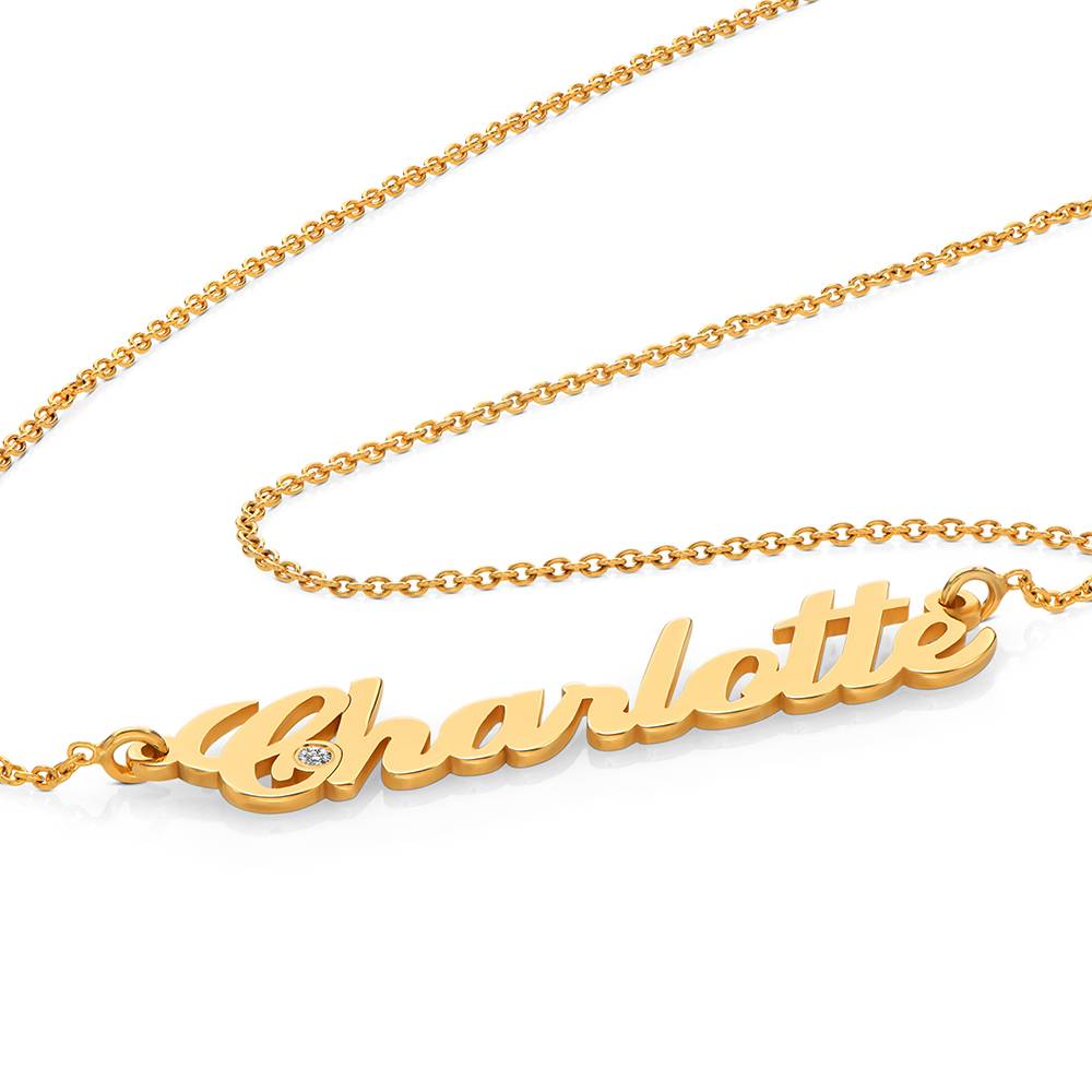Collar con Nombre Hollywood Pequeño con 0.02ct Diamante en Vermeil de Oro-2 foto de producto