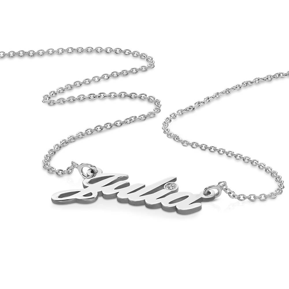Collar con Nombre Hollywood Pequeño con 0.02ct Diamante en Plata Esterlina-5 foto de producto