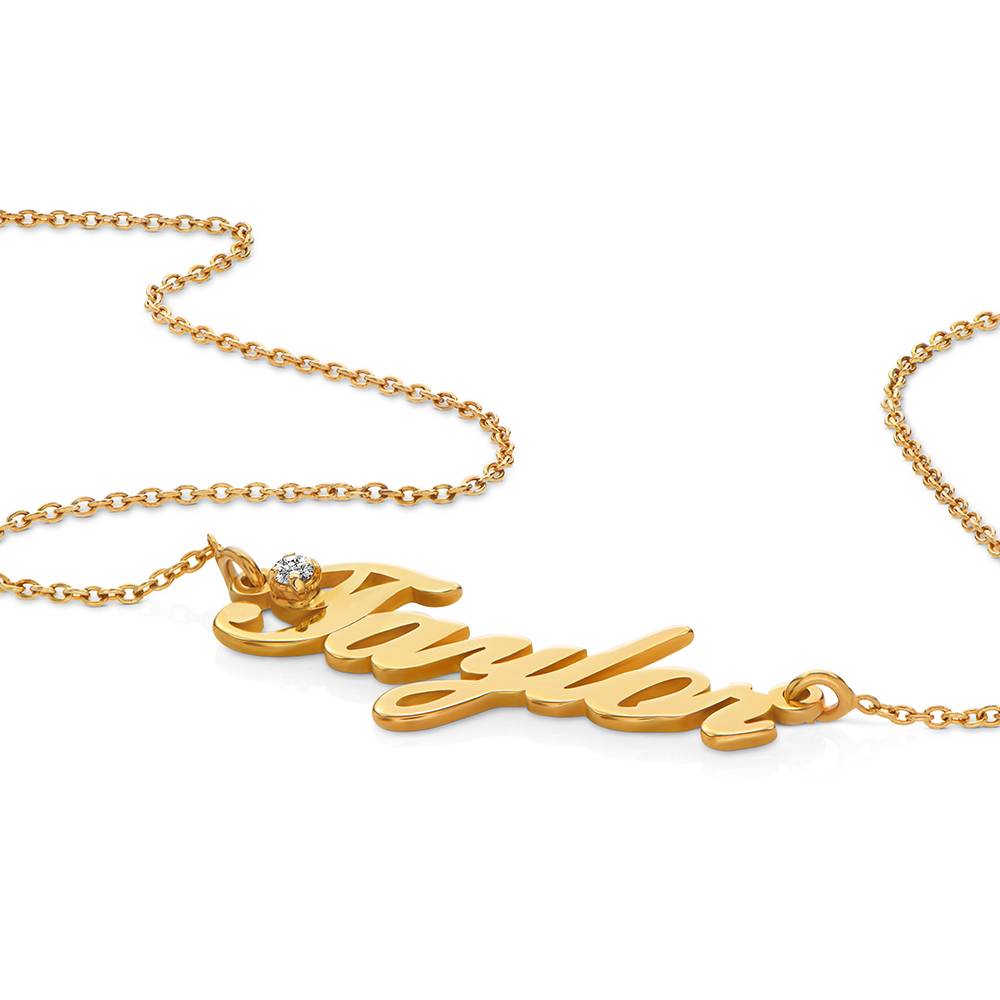 Collar con Nombre Hollywood Pequeño con 0.05ct Diamante en Chapa de Oro-5 foto de producto