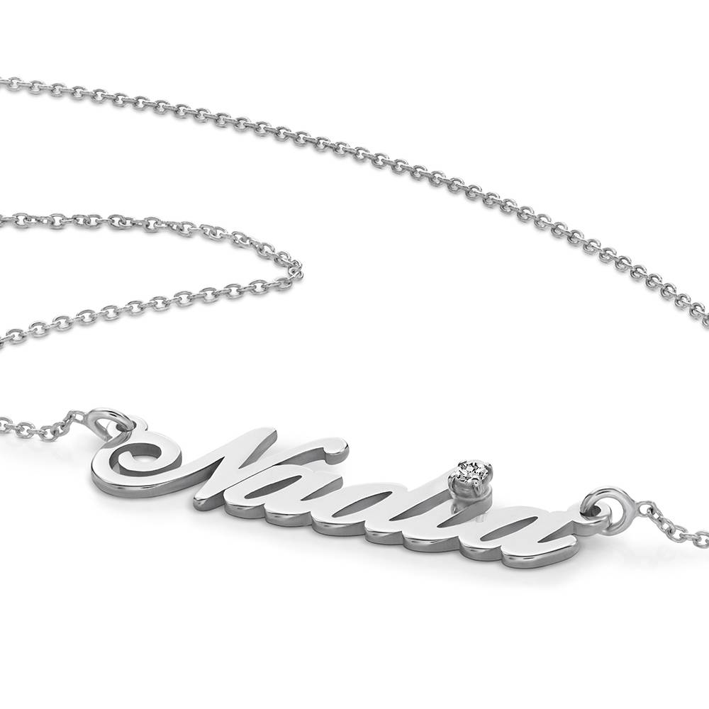 Collar con Nombre Hollywood Pequeño con 0.05ct Diamante en Plata Esterlina-5 foto de producto