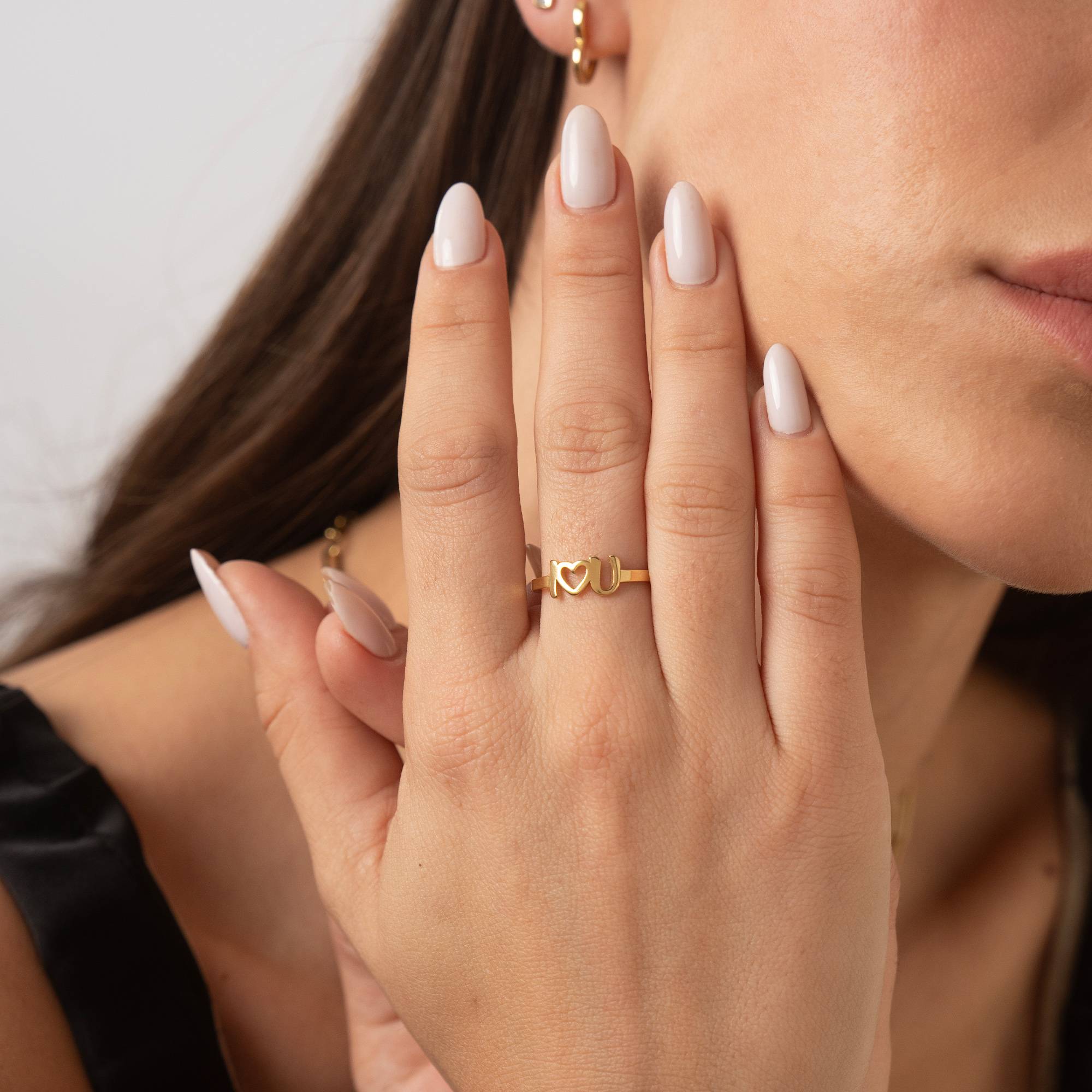 Anillo Inicial I Heart You en Vermeil de Oro-2 foto de producto