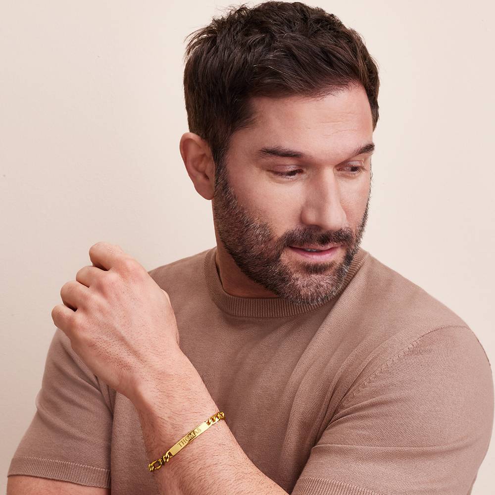 Pulsera con Identificación Estilo Amigo para Hombres en Vermeil de Oro-3 foto de producto