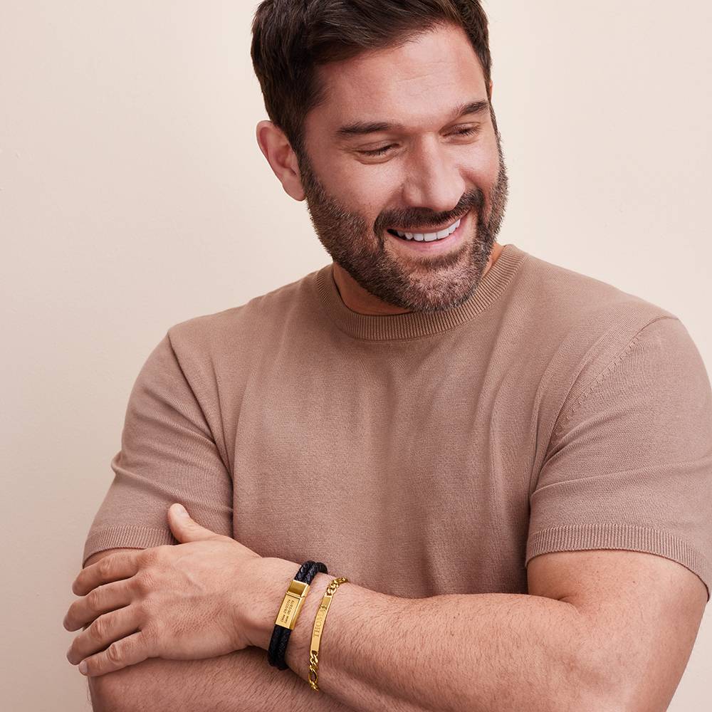 Pulsera con Identificación Estilo Amigo para Hombres en Vermeil de Oro-5 foto de producto