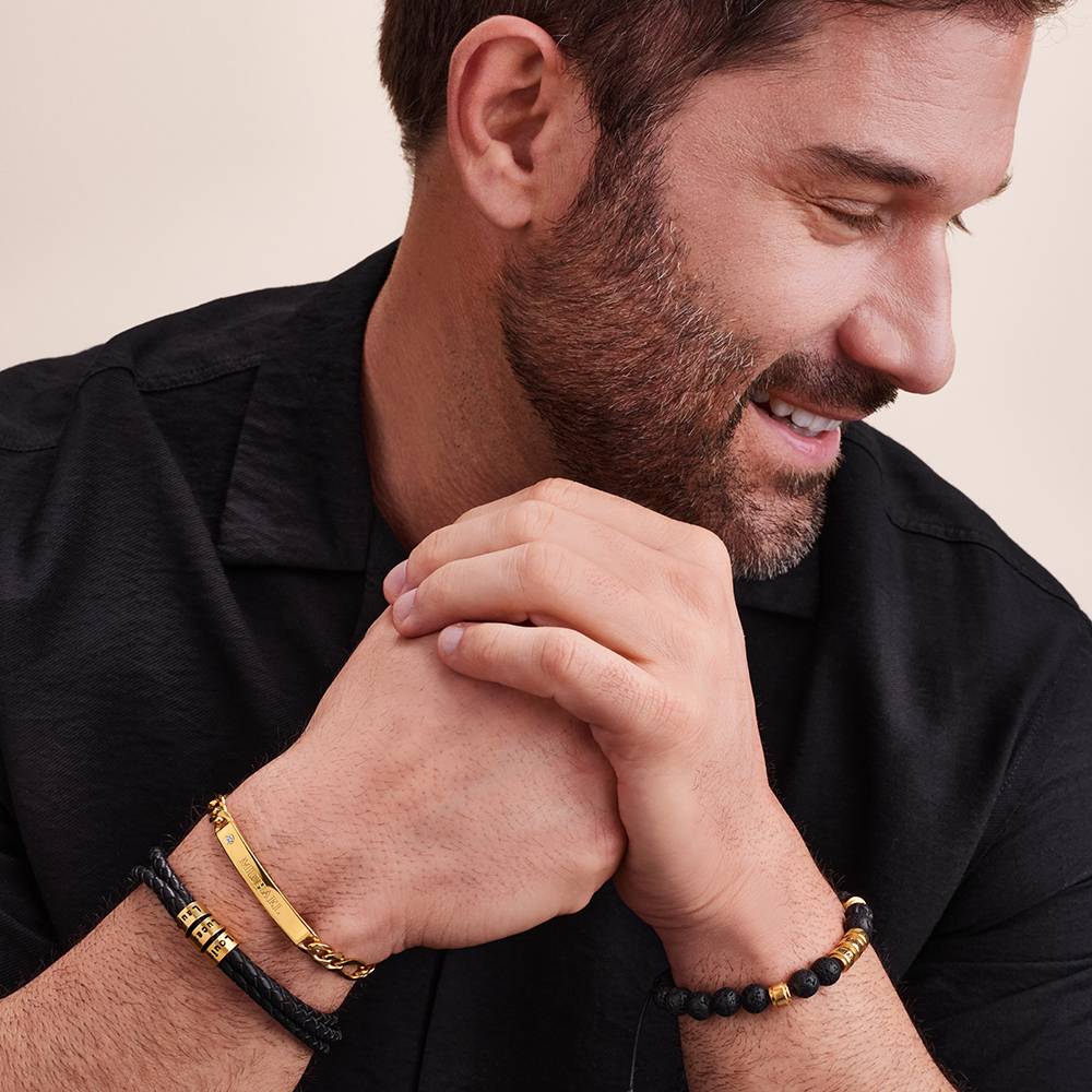 Pulsera con Identificación Estilo Amigo para Hombres con Diamante en Baño de Oro-5 foto de producto