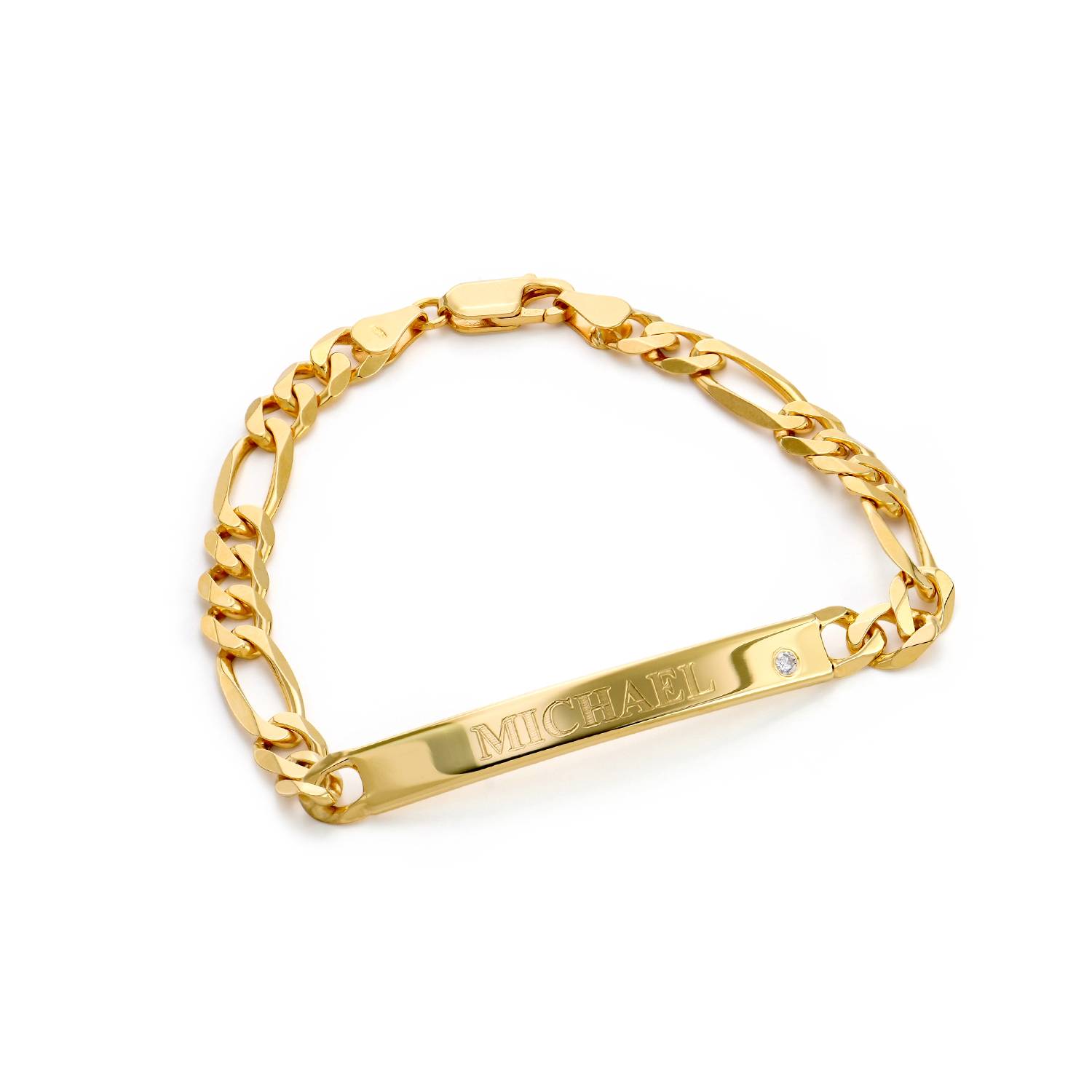 Pulsera con Identificación Estilo Amigo para Hombres con Diamante en Vermeil de Oro-2 foto de producto