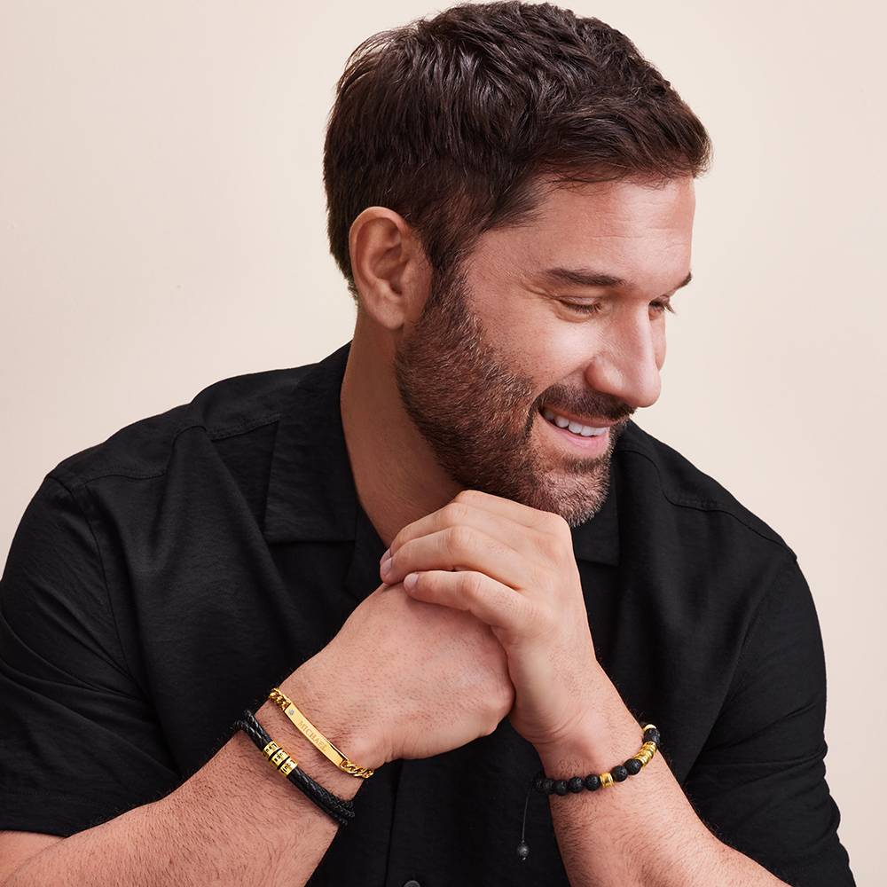 Pulsera con Identificación Estilo Amigo para Hombres con Diamante en Vermeil de Oro-5 foto de producto