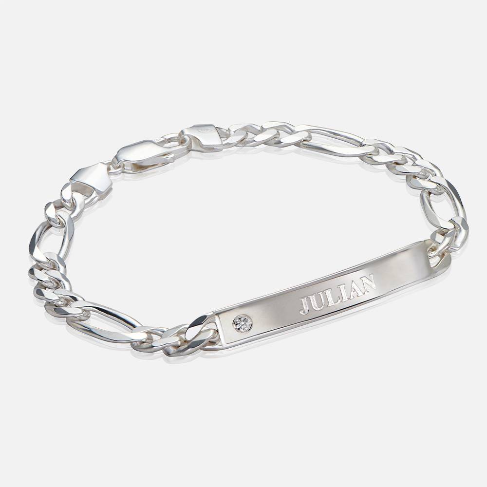 Pulsera con Identificación Estilo Amigo para Hombres con Diamante en Plata-2 foto de producto