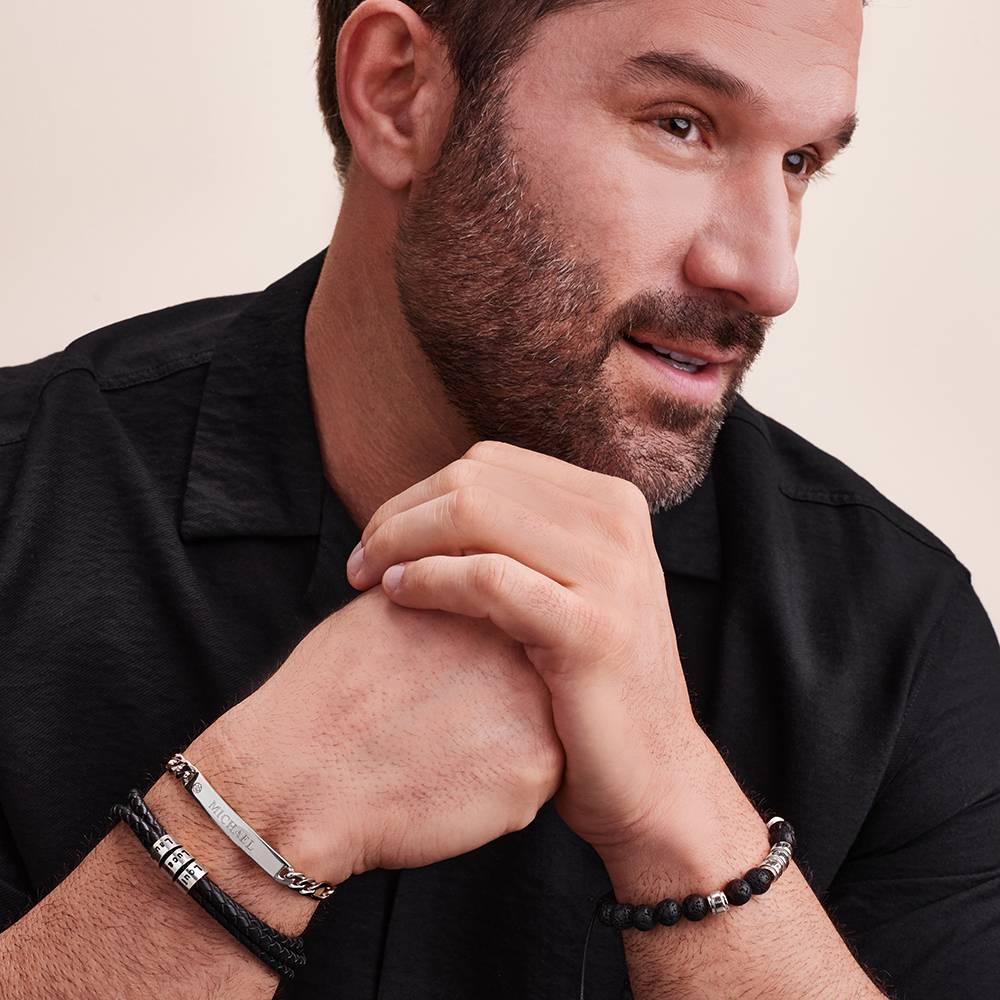 Pulsera con Identificación Estilo Amigo para Hombres con Diamante en Plata-5 foto de producto