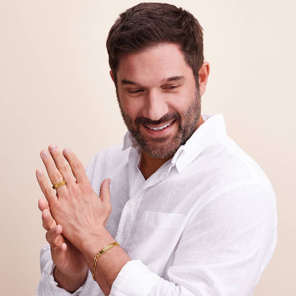 Pulsera con Identificación Estilo Amigo para Hombres en Baño de Oro-5 foto de producto