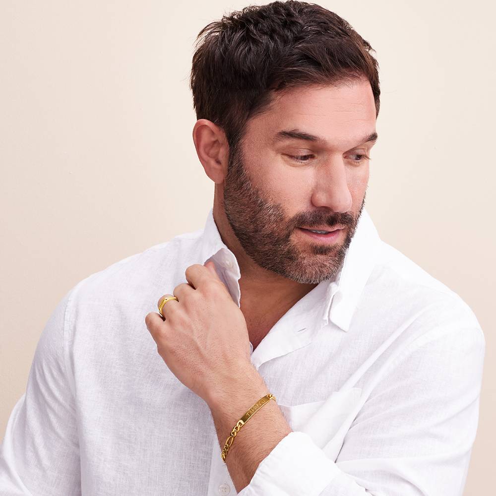 Pulsera con Identificación Estilo Amigo para Hombres en Baño de Oro-3 foto de producto