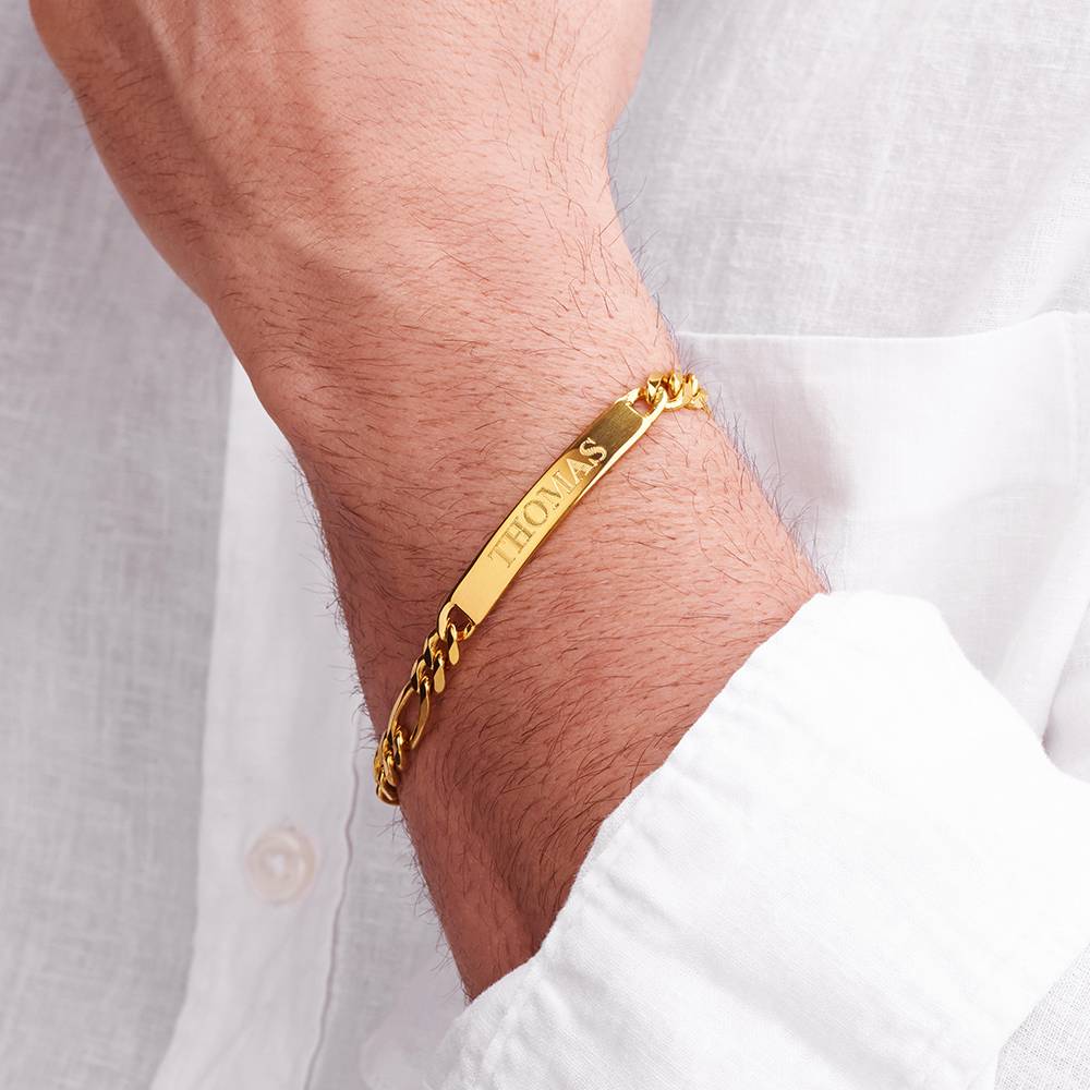 Pulsera con Identificación Estilo Amigo para Hombres en Baño de Oro-4 foto de producto